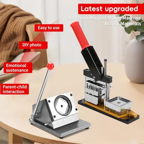 DIY Photo Magnet Maker Machine - 2x2/2.5x2.5inch, Acrylic & Cardboard Supplies, Includes Paper Cutter & 100 Sets of Materials for Creative Custom Magnets