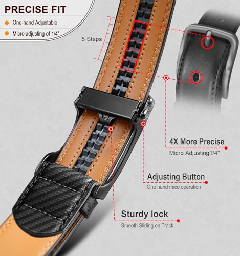 BULLIANT Men's Ratchet Belt Nontrimmable-Click Belt Adjustable for Men Gift Lightweight 1 3/8"4
