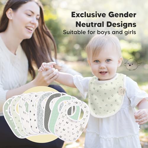 Image of 8-Pack Organic Baby Bibs for Boys, Girls - Soft Cotton Drooling and Teething Bibs for Baby Girl & Boy, Extra Absorbent, Easy to Clean & Put On for Toddler, Newborn, Infant 0-24 Months (Nordic)