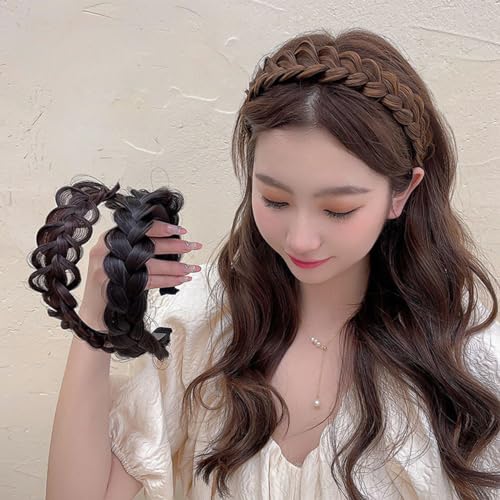 Ladies Headbands Wide Synthetic Hair Head Band Braided Headband Light Brown Plaited Hairbands 65707 - Image 4