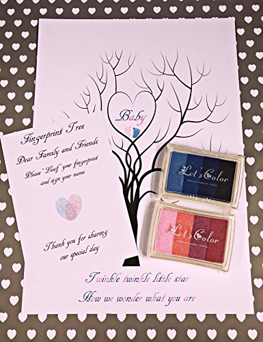 Baby Shower Finger Print Tree Boy or Girl Gender Reveal Prediction Game Twinkle Twinkle Little Star