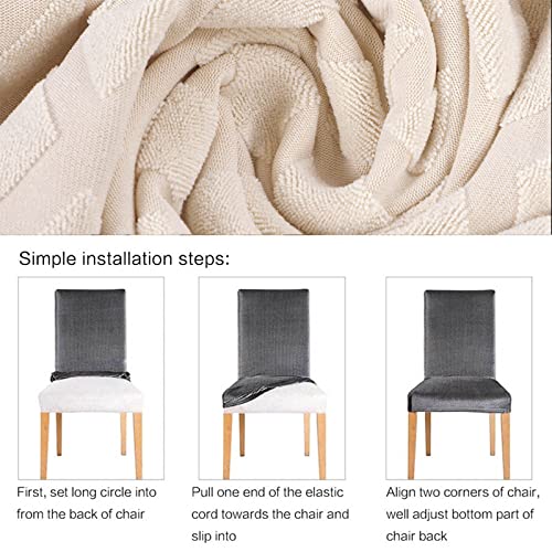 Searchi Dining Chair Covers Stretch Jacquard Parsons Chair Slipcovers Seat Protector Set Of 6, Removable Washable Spandex Kitchen Chair Covers For Dining Room （Beige） #TOP2