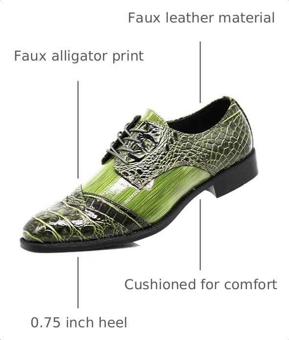 Image of STW Men's Alligator Crocodile Print Oxfords Fashion Lace Up Dress Shoes