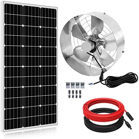 ECO HOUSE 3000CFM Solar Powered Attic Fan DC Powerful Vent Fan 12.6 inch + 100W Monocrystalline Solar Panel Solar Fan System for Attic Ventilation,Lowering Temperature