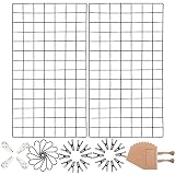 WUZILIN wandgitter Schwarz 2er Set,Multifunktionale Gitterwand Wandgitter, Fotowand, DIY Dekoration, Bilderregal, Memotafel, Metall, (40 * 80cm)