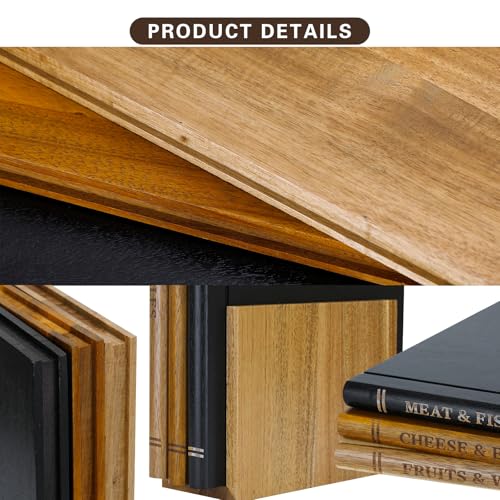 Tablero de Cortar con Diseño de Libros, Juego de 3 Tablas de Madera Sólida con Forma de Libro y Soporte de Madera, Ideal para Cocineros Amantes de los Libros, Frutas, Verduras, Carne, Pescado, Queso y Pan miniatura 5