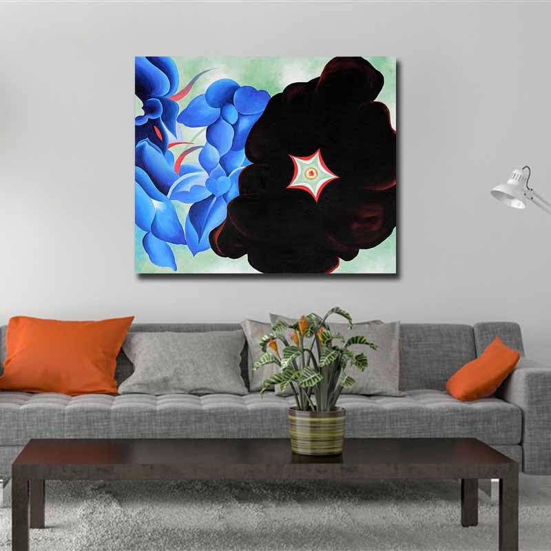 ブルーリヴァード　絵画　フェイシズインケイマン Amazon.com: Black Hollyhock - Blue Larkspur by Georgia O'keeffe