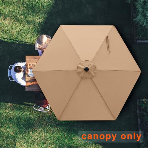 Image of MASTERCANOPY Patio Umbrella 7.5 ft Replacement Canopy for 6 Ribs-Beige Canopy Only