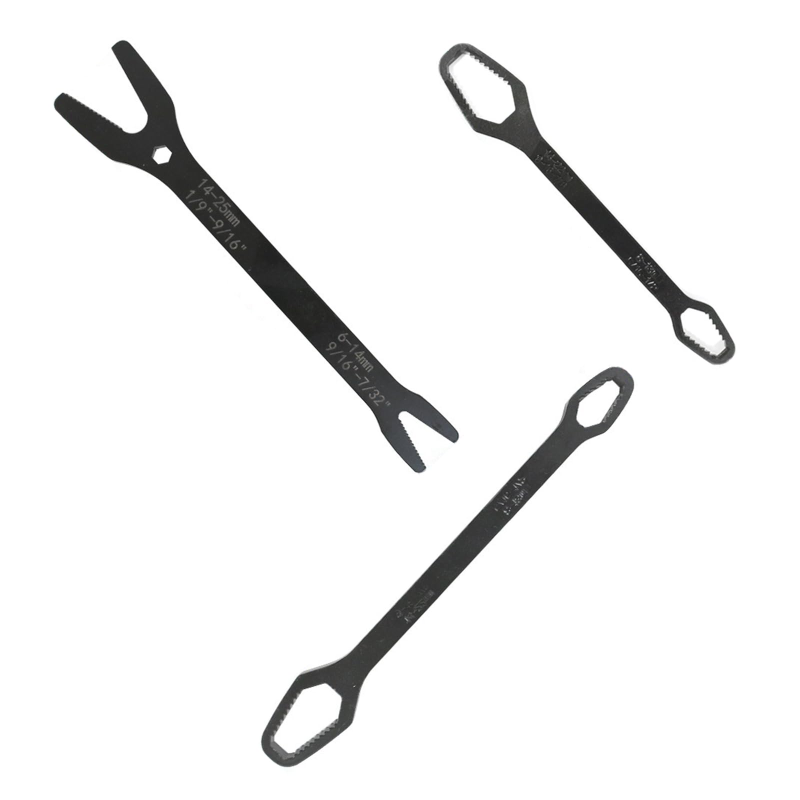 Msioytog Black Auto Tightening Wrench Set 3Pieces Carbon Steel Construction For Quick Adjustments On 14-22Mm / 8-13Mm / 14-25Mm Bolts Carbon Steel Tool Set