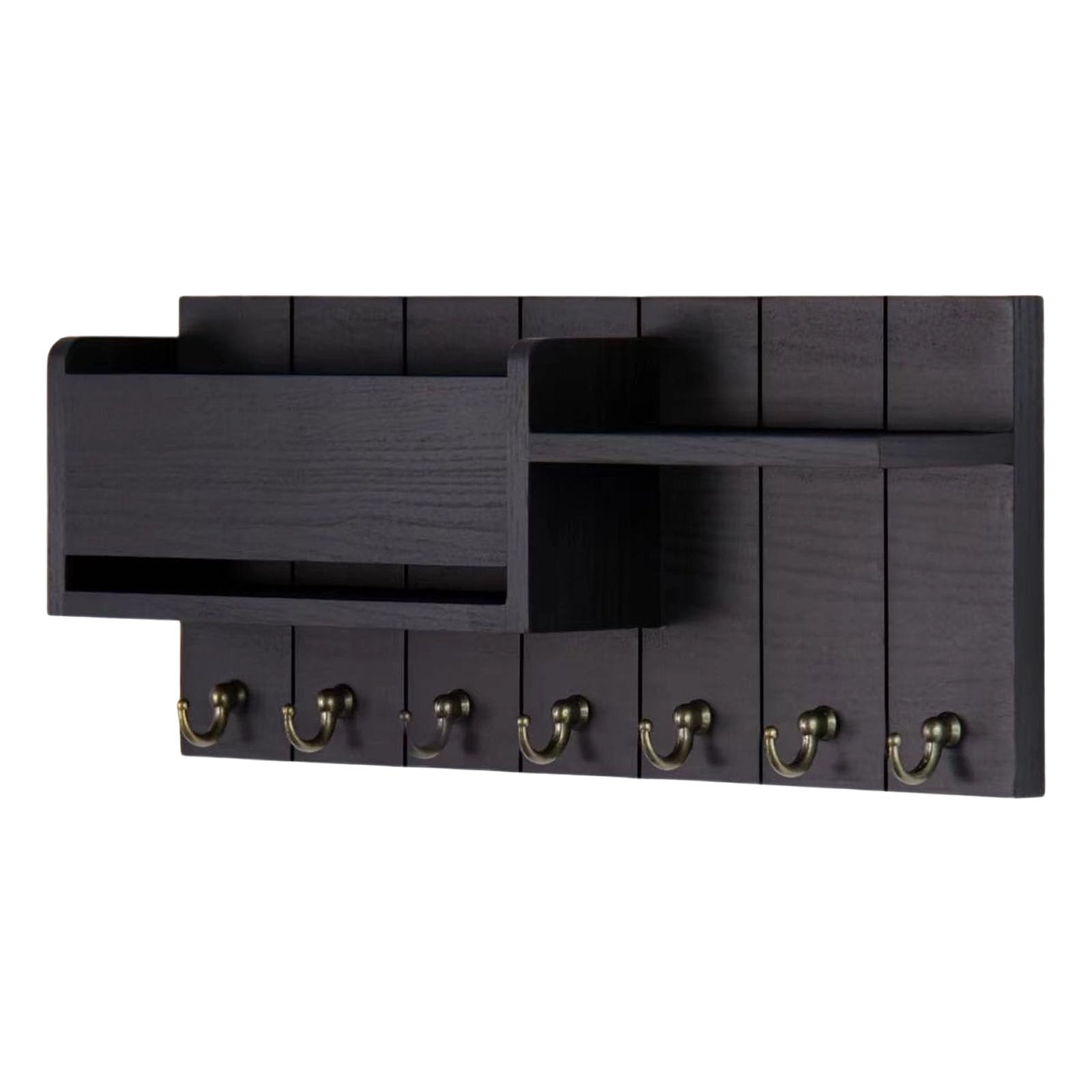 ZEPFJHE Natural Wood Wall Storage Solution Having Multiple Compartments and Hooks for Mail Keeping and Decor Space Saving Wall Rack