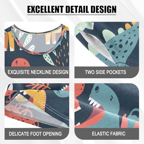 senya Short Sleeve Pajamas Sets Summer Cotton Sleepwear Dinosaur and Grass4