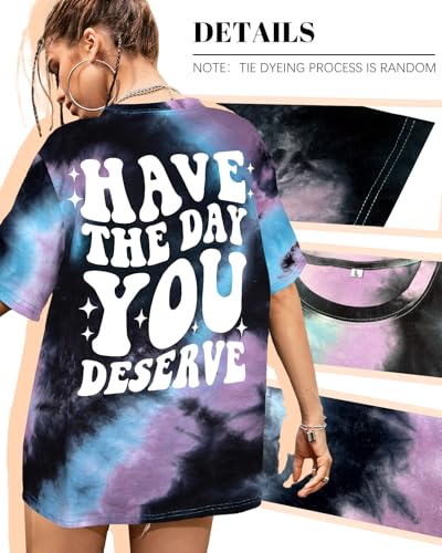 Tie Dye Shirt Women - Oversized Tie Dye T Shirt Short Sleeve Round Neck Casual Trendy Graphic Tee for Girls4