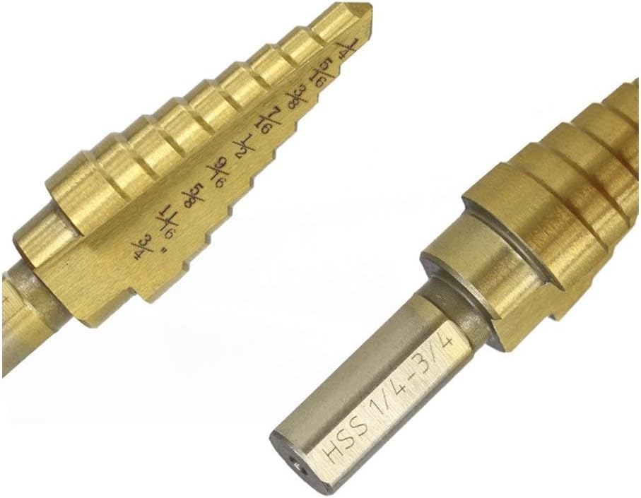Wiertło stopniowe, wiertło stożkowe stopniowe HSS, wiertło stopniowe 1/8"-3/4" cala Wiertło stożkowe HSS z powłoką tytanową do drewna/metalu Wiertło do otworów Wiertło stopniowe (kolor: nr 4 1I4 3I4)
