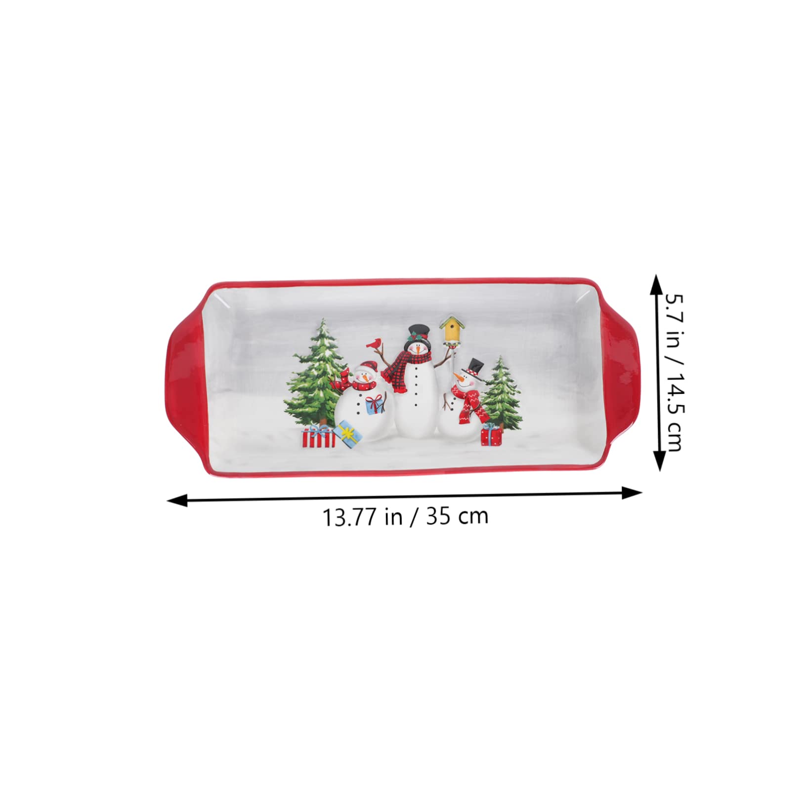OUNONA 1pezzi Vassoio per Dolci Natalizio in Ceramica con Motivo Cartoni Animati Piatto da Dessert e Frutta Contenitore per Alimenti per Natale Feste Compleanni Elemento Decorativo per Ca