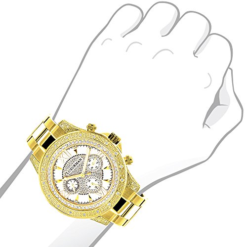 Luxurman Watches: Mens Diamond Watch 0.5Ct Yellow Gold Plated #TOP2