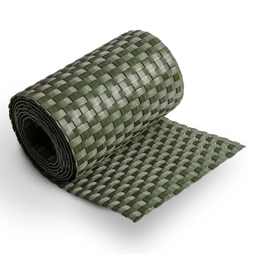 MAKA Sichtschutzstreifen Polyrattan 255 x 19 cm – Zaun Sichtschutz in Rattan-Optik, UV-beständige Balkonverkleidung, Wetterfeste Sichtschutzmatte für Garten, Terrasse (Grün)