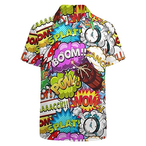 Comic Style Cute Shirts for Men Hawaiian Casual Short Sleeve Blouse Graphic Button Down Tee Top3