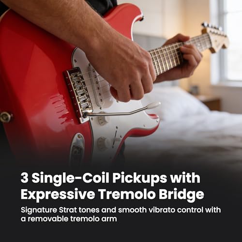 Image of Fender Squier Stratocaster - Torino Red Bundle with Frontman 10G Amplifier, Gig Bag, Strap, Instrument Cable, Picks, and Austin Bazaar Instructional DVD