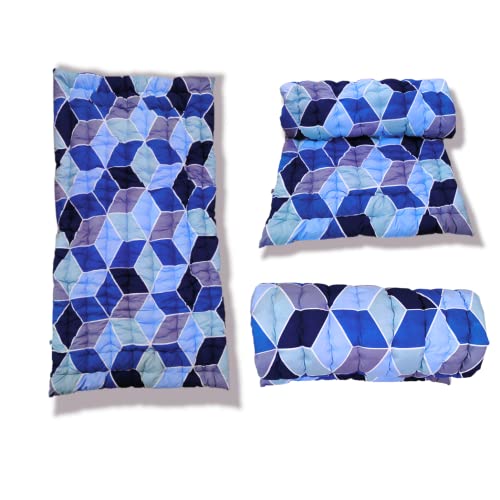 Image of Deevine Craft Soft Cotton Quilt | Foldable Movable Picnic Light Weight Filled Single Firm Mattress| Gadda (3D Design Printed, 1 Sleeping Capacity, 3 x 6 ft or 72 x 36 Inches) (Shades of Blue)