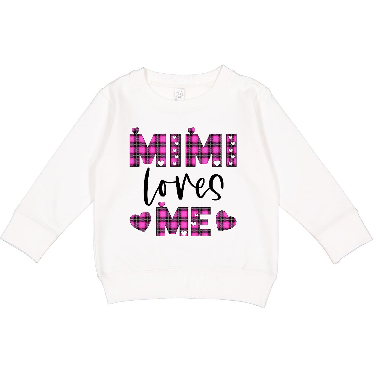 inktastic My Mimi Loves Me Hearts in Pink Plaid Toddler Sweatshirt 7 White 3db55