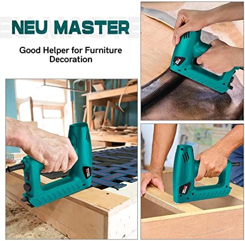 Electric Brad Nailer, NEU MASTER Staple Gun N6013 with Contact Safety and Power Adjustable Knob for Upholstery and Home Improvement