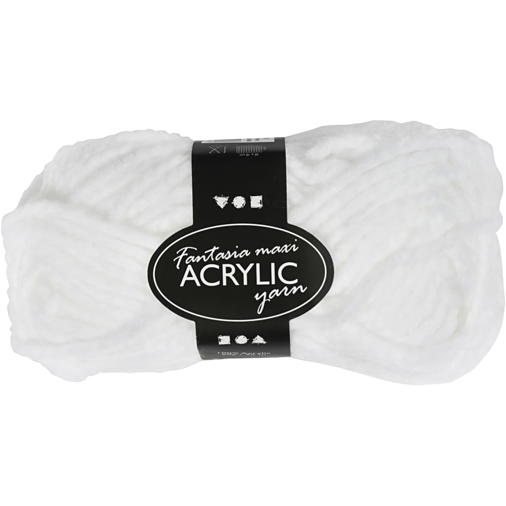 Creativ Company 50-Piece Fantasia Acrylic Yarn, White
