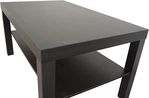 Miniatura 7 de Mesa de centro moderna y elegante, mesa de centro de espiga, mesa de centro estándar con estante, diseño rectangular, fácil de montar, marrón negro,