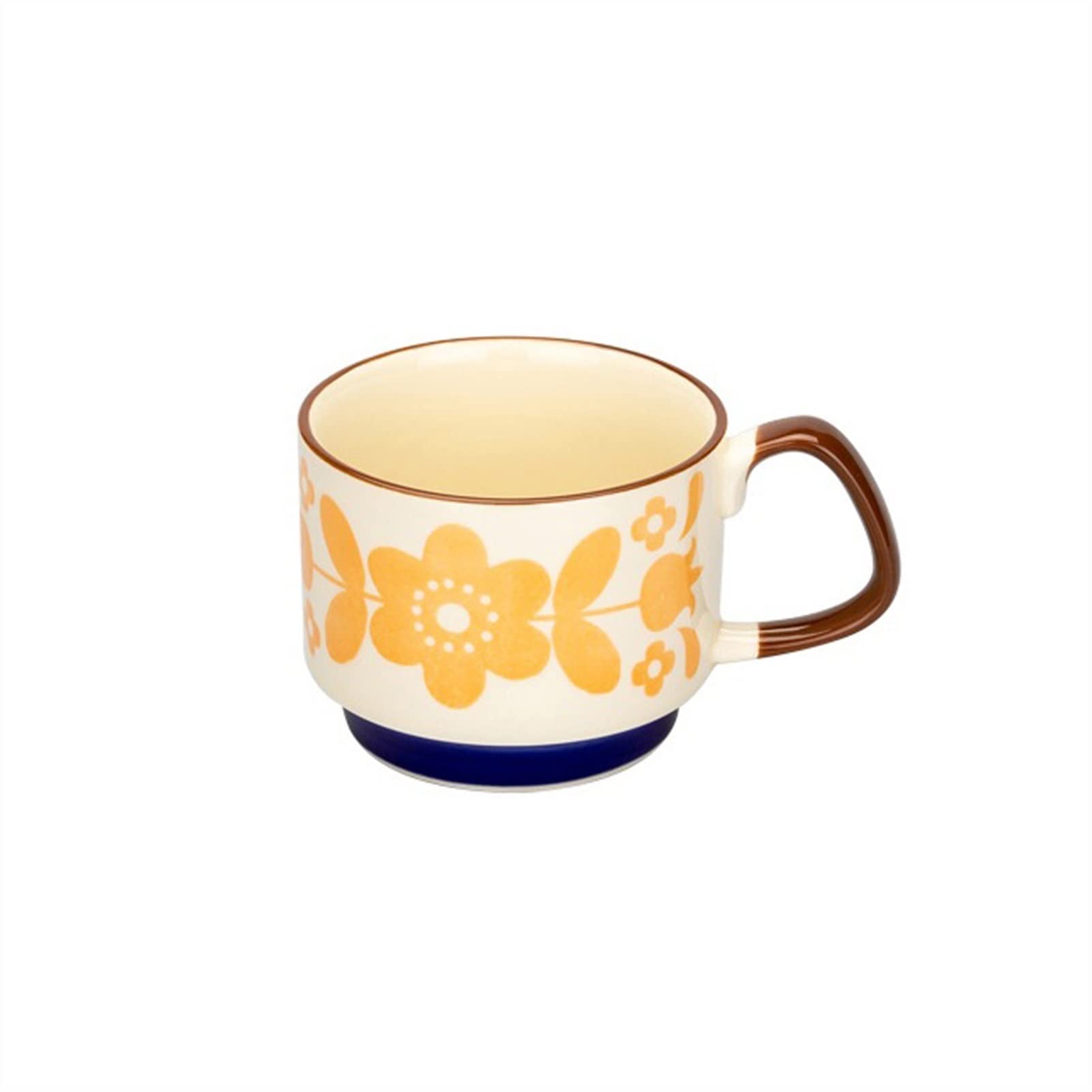 Becher 300 ml Retro Kaffeetasse Keramik Milchbecher Saftgriff Büro Wasserbecher Küche Party Trinkwerkzeug Geeignet für Schule und Familie Kaffeetasse (Farbe: Grau)