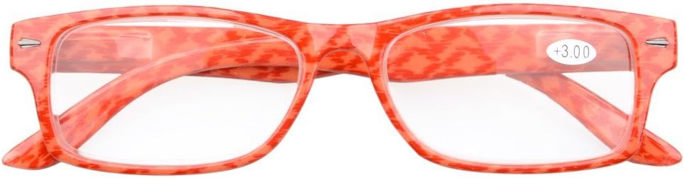 Eyekepper 5-Pack Patterned Reading Glasses Spring Hinges Rectangular Reader Eyeglasses for Women Reading