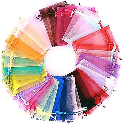 SAOYOAS 100Pcs 4x6 inch Organza Bags Bulk, Drawstring Organza Jewelry Pouches Wedding Party Christmas Favor Gift Bags, for Festival, Party, Jewelry, Bathroom Soaps, Pouches Gift Bags. (Multicolor) Cover