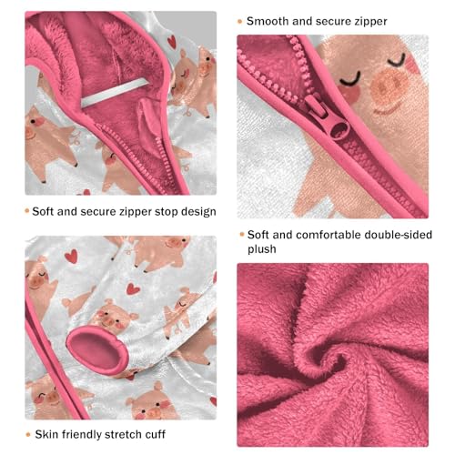 OTVEE Cute Pigs Cartoon Animals Kids Hoodie Jacket Fall Spring Full Zip Warm Outwear Coat3