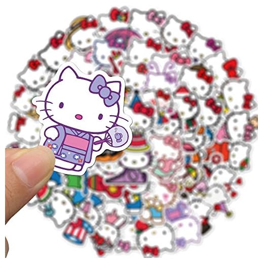 YMSD 50 st Hello Kitty dator anteckningsbok vatten kopp resväska hjälm kreativ graffiti personlighet vattentätt klistermärke