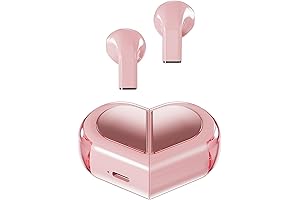 Pink Heart Wireless Earbuds for Girls Kids