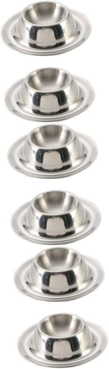 ABOOFAN 6pcs Boiled Egg Cup Stainless Steel Egg Holder Strong Unbreakable Kitchen Accessory