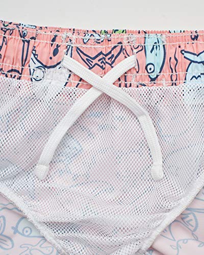 Wippette Baby Boys' Rash Guard Set - 2 Piece Upf 50+ Short Sleeve Swim Shirt And Bathing Suit (12M-4T), Size 4T, Desert Flower Fish #TOP2