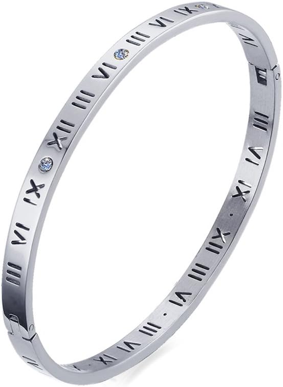 JalineLove Friendship Stainless Steel Roman Numeral Bangle Bracelet Best Gifts Couples Valentine's Day