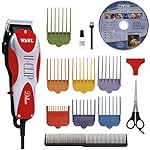 WAHL Professional Animal Deluxe U-Clip Pet, Dog, & Cat Clipper & Grooming Kit (#9484-300), Red and Chrome