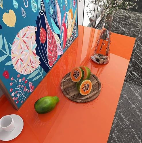 Image of ONETON Glossy Orange Contact Paper Decorative Self Adhesive Counter Top Peel and Stick Wallpaper for Kitchen Cabinets Shelf Drawer Liner Desk Dresser (Orange Glossy WP, 12x120 inch)