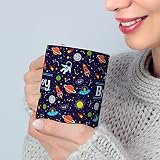 Bouncing Brick Designs Personalized Mug for Kids - Outer Space - Custom Name/Text, Ceramic Hot Chocolate/Cocoa/Coffee Cup for Boys/Girls, Birthday/Christmas/Holiday Gift - 15 oz, Red Handle
