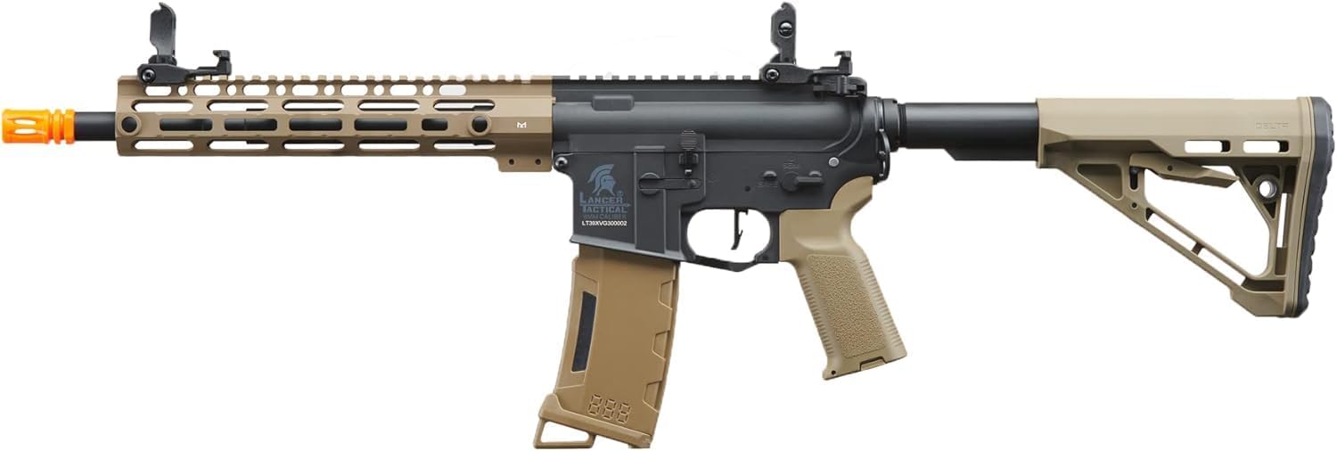 Lancer Tactical Gen 3 Programmable Trigger Hellion MLOCK 10" Delta Stock Lightweight Durable Polymer M4 Airsoft AEG w/Lipo Battery & Charger (ETU & MOSFET Included)