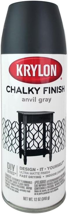 Krylon K04104007 Chalky Finish Spray Paint, Anvil Gray, 12 Ounce