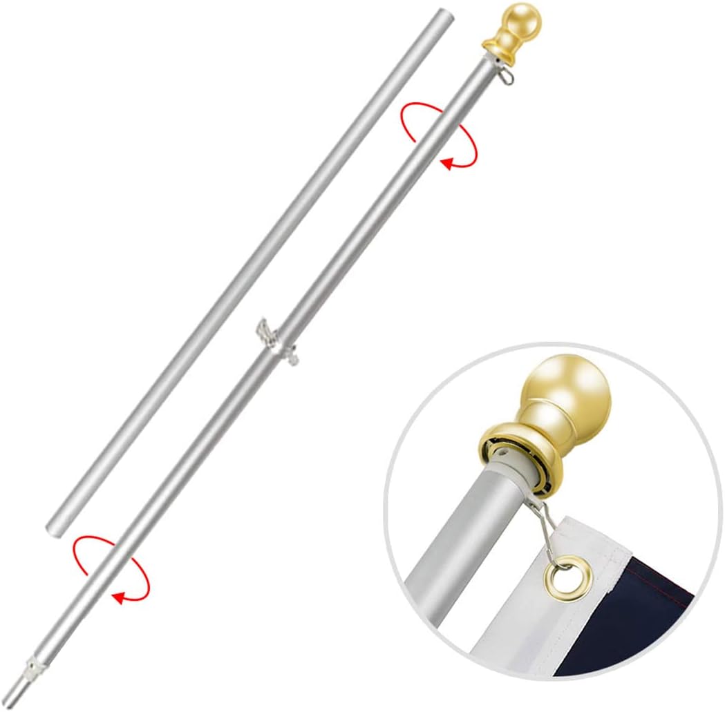USA Flag Co. Flag Pole Free-Spin Anti-Wrap Residential or Commercial 6ft Outdoor Flagpole (Silver)