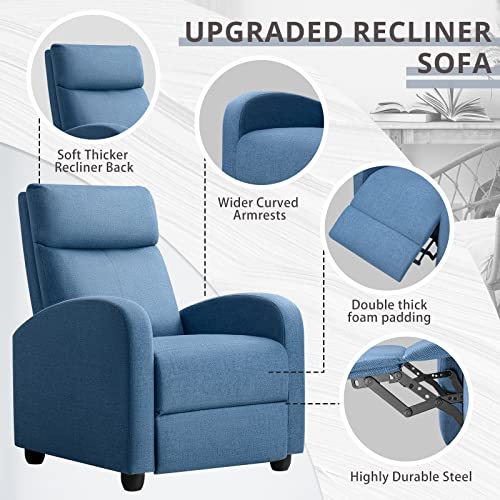 image for JUMMICO Recliner Chair Adjustable Home Theater Single Fabric Recliner 