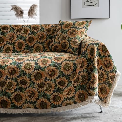 Housse de canapé réversible en chenille protectrice anti-usure 4 places