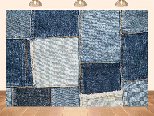 Fondo fotográfico de tela denim 7x5ft azul vintage miniatura 1