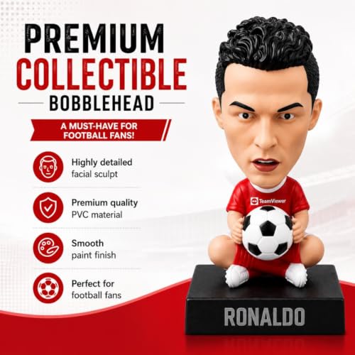 Image of Awestuffs Ronaldo Phone Holder Car Decoration Bobblehead Action Figure