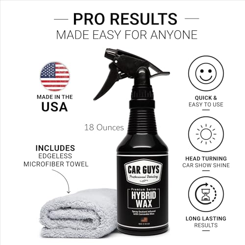 Image of CAR GUYS Hybrid Spray Wax | Advanced Car Wax | Long Lasting and Easy To Use | Safe on All Surfaces | 18 Oz Kit with Towel