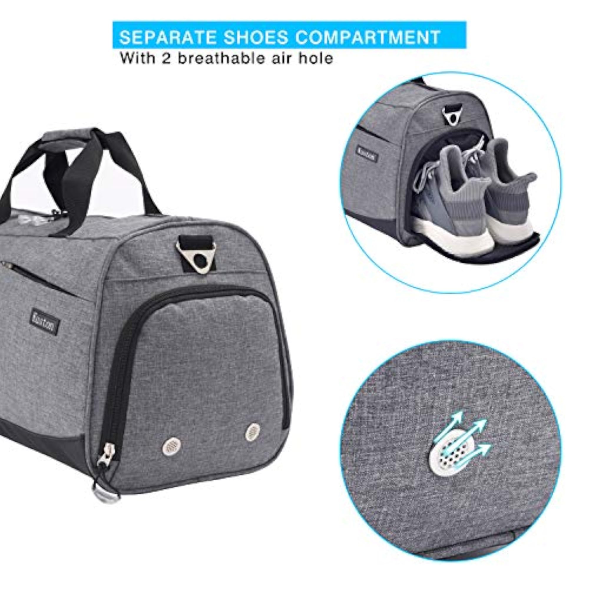 Travel Duffel Bag, 45L with Shoes Compartment