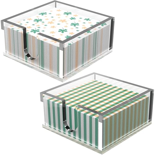 Rubtlamp 2 portatovaglioli in acrilico da bagno, spessore 0,7 cm, in acrilico, portatovaglioli per ospiti, vassoio per asciugamani da mano, dispenser trasparente per tovaglioli (trasparente, 14 x 14 x