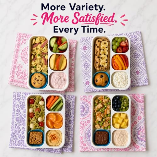 Image of kinsho Bento Lunch Box Kids & Adults. Meal and Snack Containers for Boys, Girls for School Work Travel, 4 Sealed Divided Compartments, BPA Free, Utensils (Rose Pink, 1 Pack)